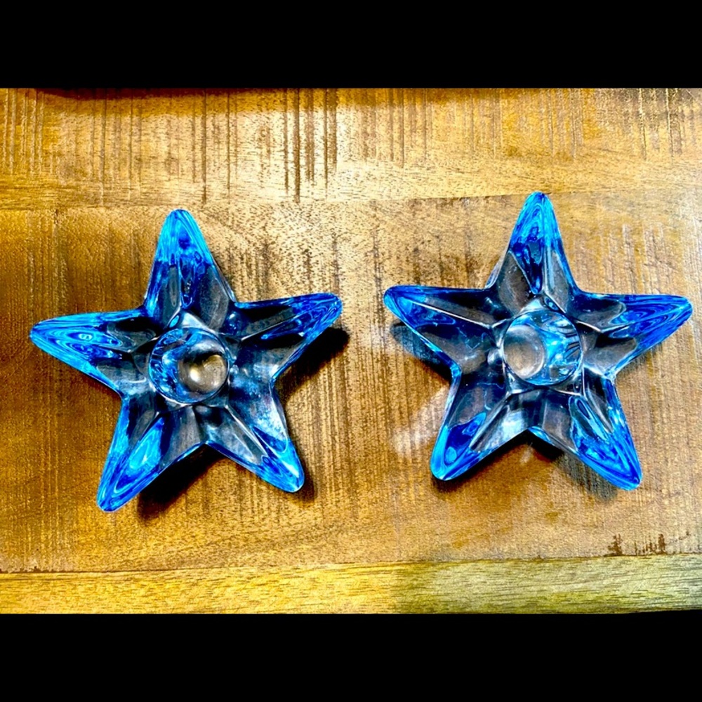 Vintage Blue Candle Holders
